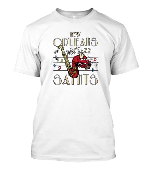 New Orleans Saints Hot Jazz Saxophone Music Notes T-Shirt