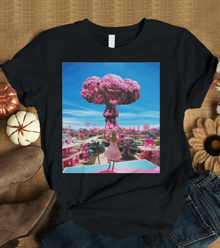 Barbie Oppenheimer Pink Explosion Fantasy Scene T-Shirt