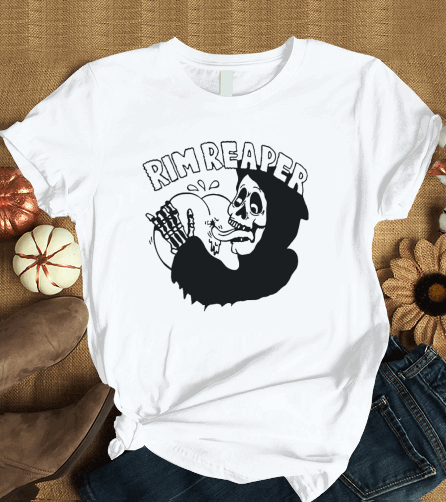 Rim Reaper Grim Reaper Skeleton with Tire T-Shirt