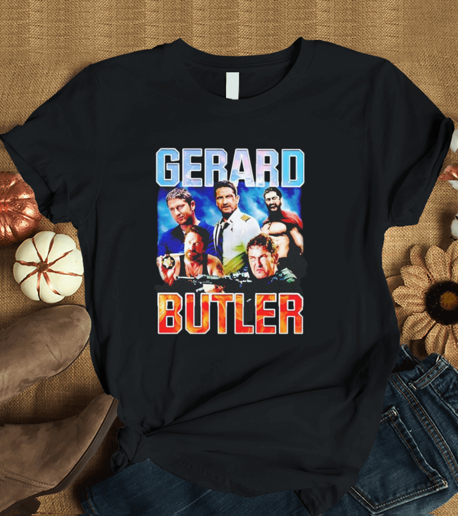 GERARD BUTLER COLLAGE BLACK T-Shirt