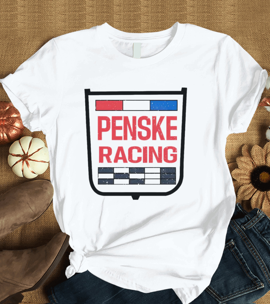 Penske Racing Red Blue Distressed Shield Emblem T-Shirt