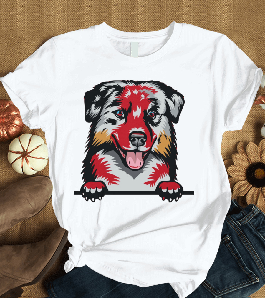 Dog Australian Shepherd Colorful T-Shirt