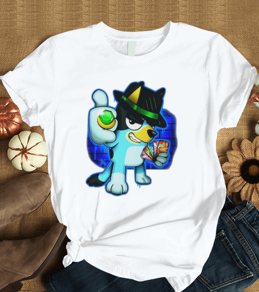 Ally Katz Bluepin Cool Dog with Cards and Gem T-Shirt