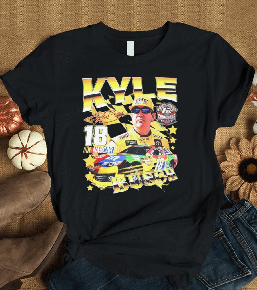 Kyle Busch NASCAR Racing 18 M&M's Champions Signature T-Shirt