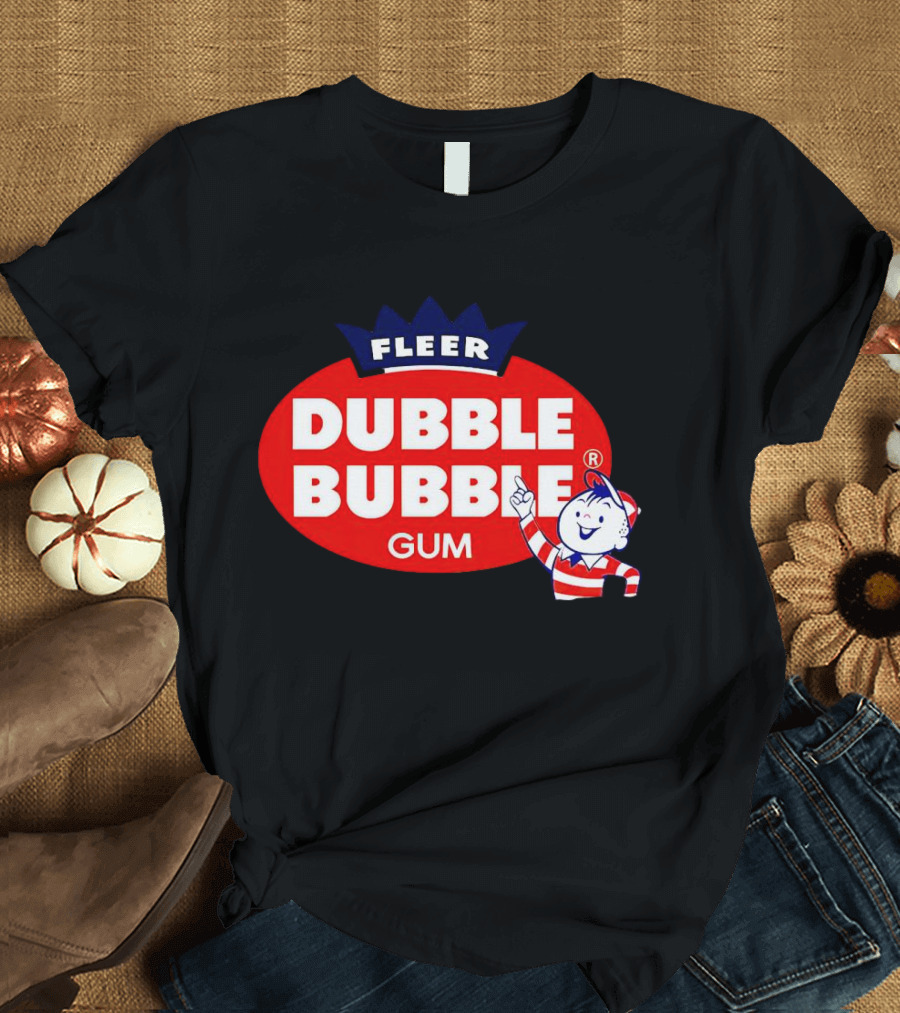 Fleer Dubble Bubble Gum Classic Logo with Character in Striped T-Shirt