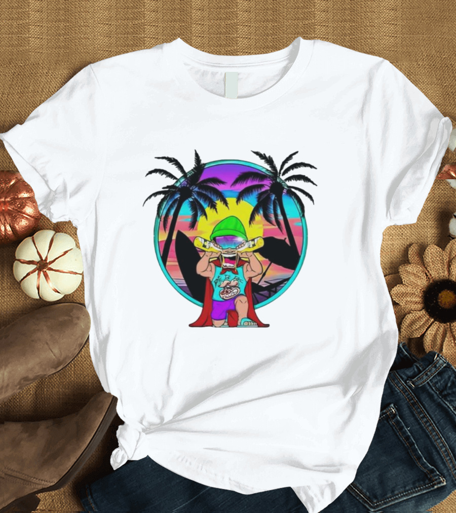 OGblob18 Beach Adventure Tropical Vibes Sunset Scene T-Shirt
