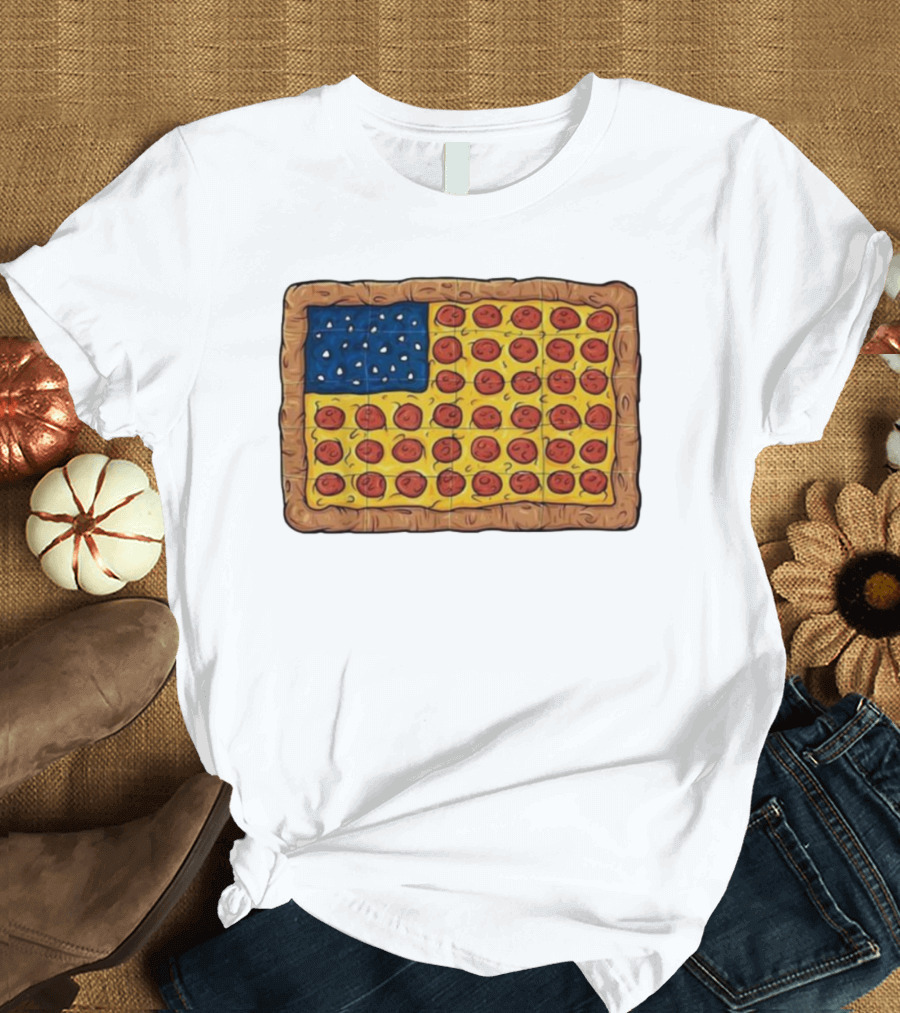 Pizza America Flag 4th of July Pepperoni T-Shirt