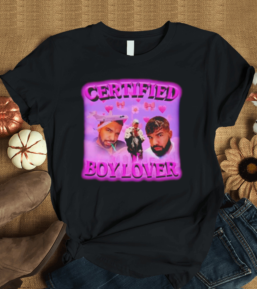 Certified Boy Lover Drake Airplane Pink Hearts T-Shirt