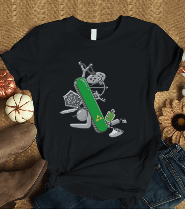 T-Shirt: Hyrule Army Knife Multi-Tool Legend of Zelda Iconic Symbols T-Shirt Hyrule Army Knife Multi-Tool Legend of Zelda Iconic Symbols T-Shirt