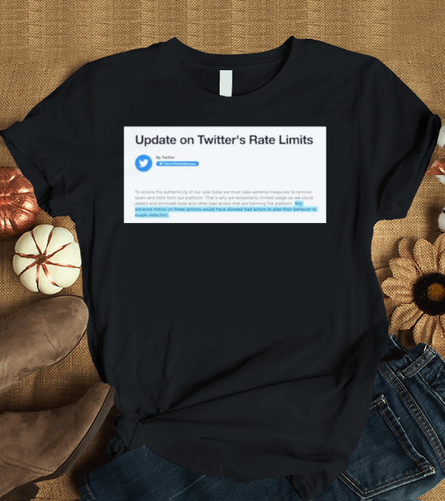 Update on Twitter's Rate Limits and Detection Measures T-Shirt