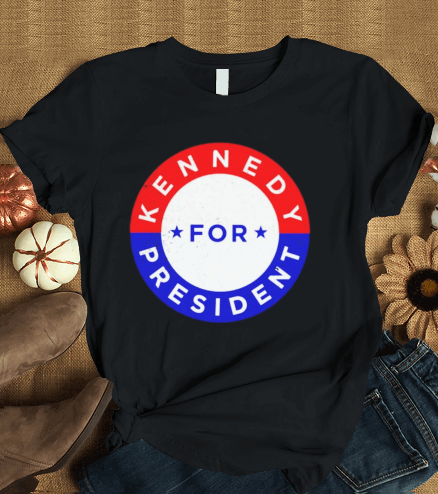 Kennedy for President 2024 Election Campaign Button Stars Red White Blue T-Shirt