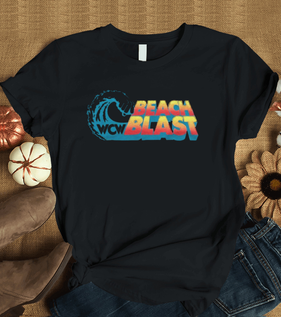 WCW Beach Blast Vintage Wrestling Event Logo Retro Wave T-Shirt