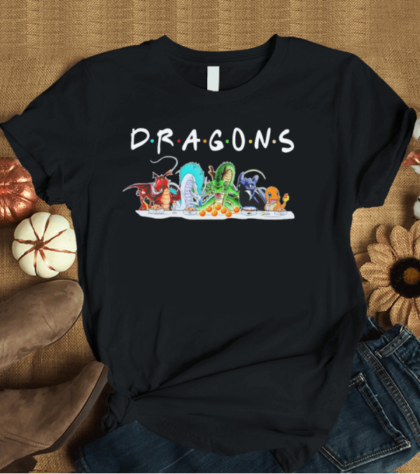 T-Shirt: DRAGONS Cartoon Parody with Dragon Balls and Iconic Font T-Shirt DRAGONS Cartoon Parody with Dragon Balls and Iconic Font T-Shirt