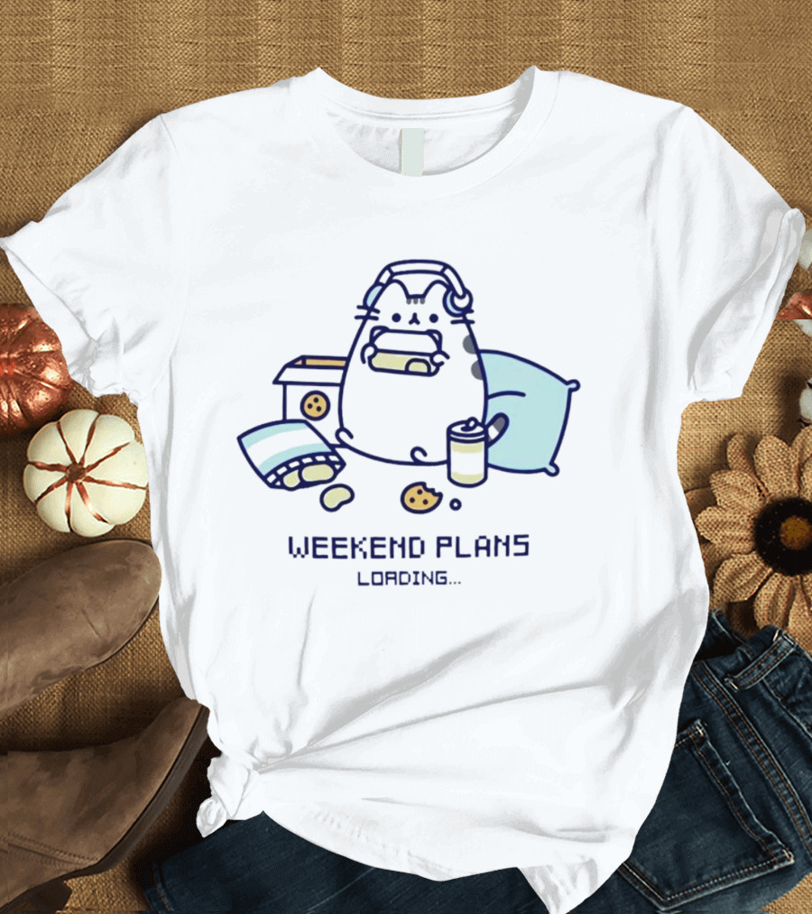 Weekend Plans Loading Cat Headphones Snacks Pillow T-Shirt