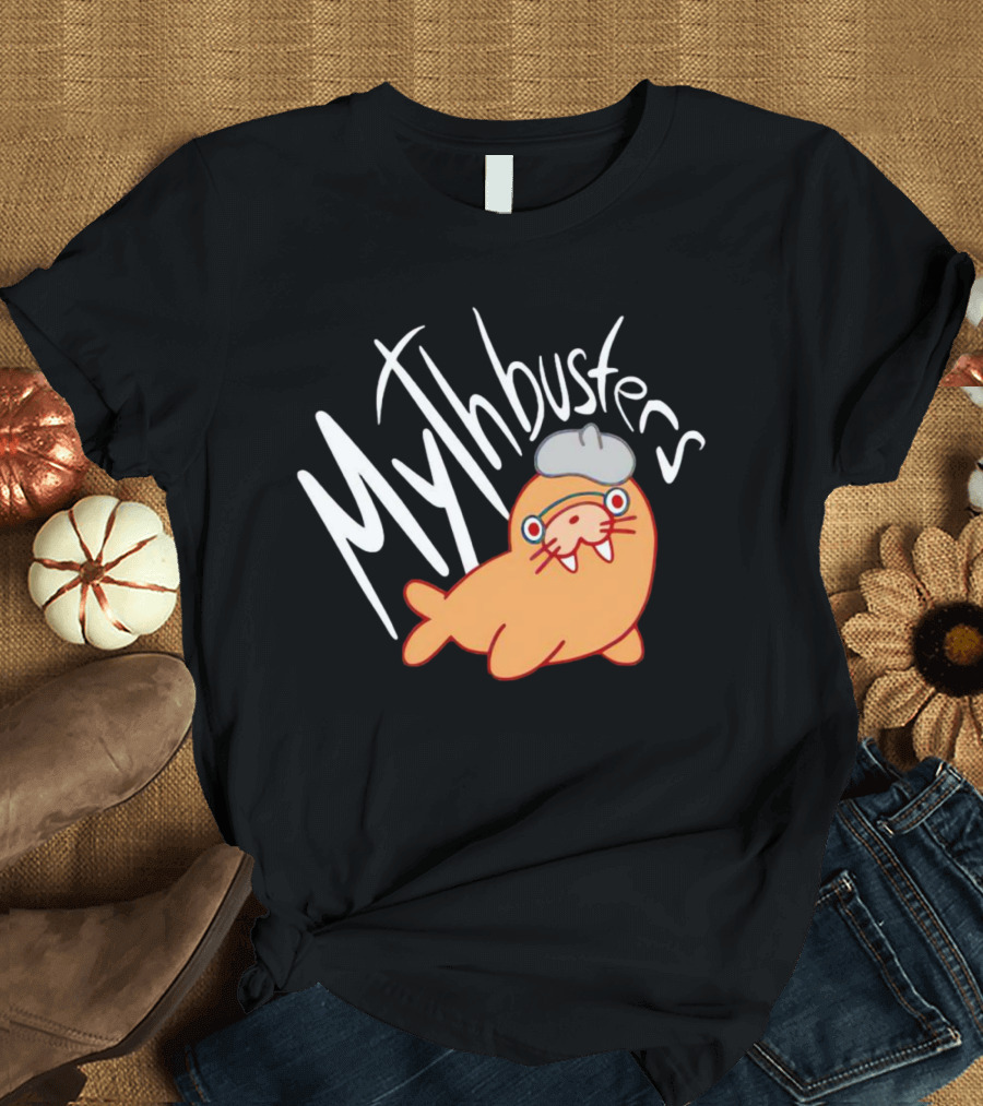 Mythbusters Cute Cartoon Walrus with Glasses and Hat T-Shirt