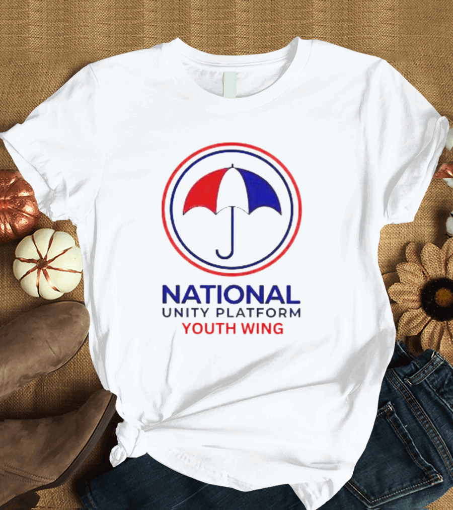 National Unity Platform Youth Wing Logo with Red and Blue Umbrella T-Shirt