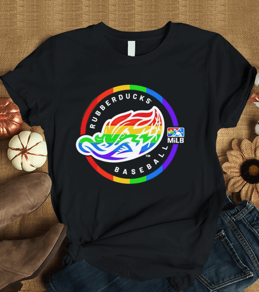 Akron RubberDucks Baseball MiLB Pride Logo Rainbow T-Shirt