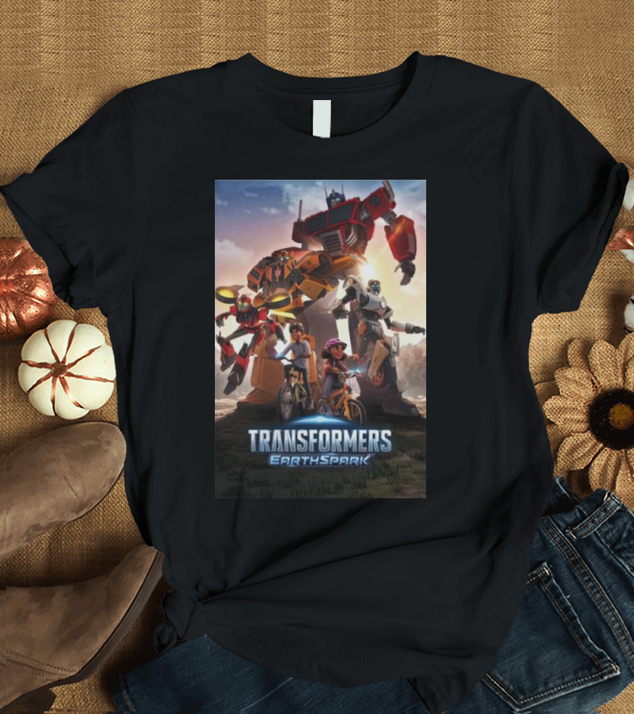 Transformers Earthspark Optimus Prime and Friends Adventure Scene T-Shirt