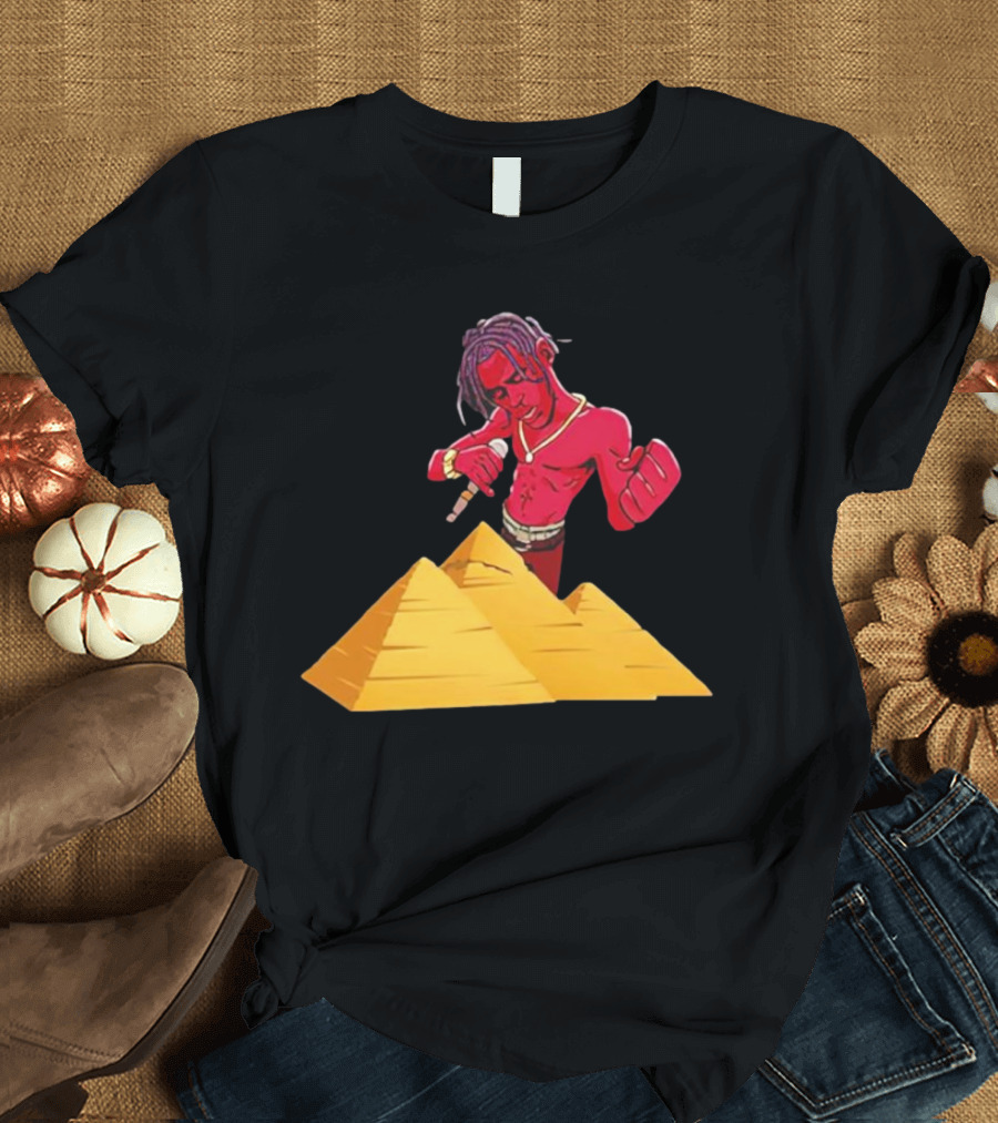 Travis Scott Pyramids Cartoon Red Figure Pyramid T-Shirt