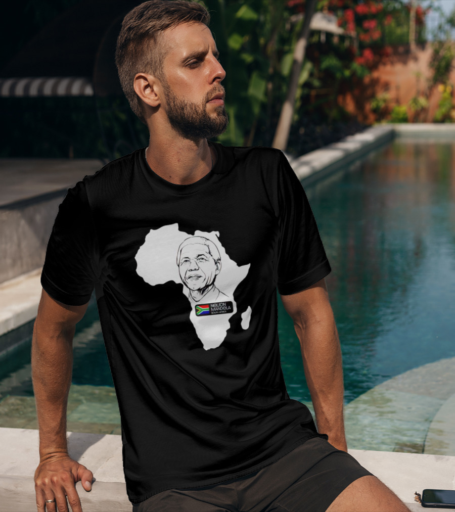Nelson Mandela South Africa Flag Map T-Shirt