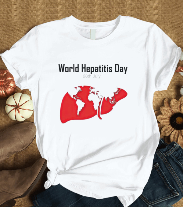 T-Shirt: World Hepatitis Day 28th July Red Liver Map T-Shirt World Hepatitis Day 28th July Red Liver Map T-Shirt