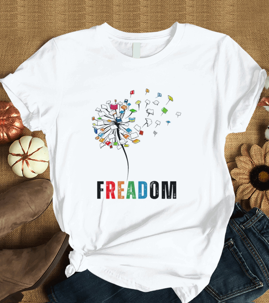 Dandelion Freadom Book Colorful Bloom T-Shirt