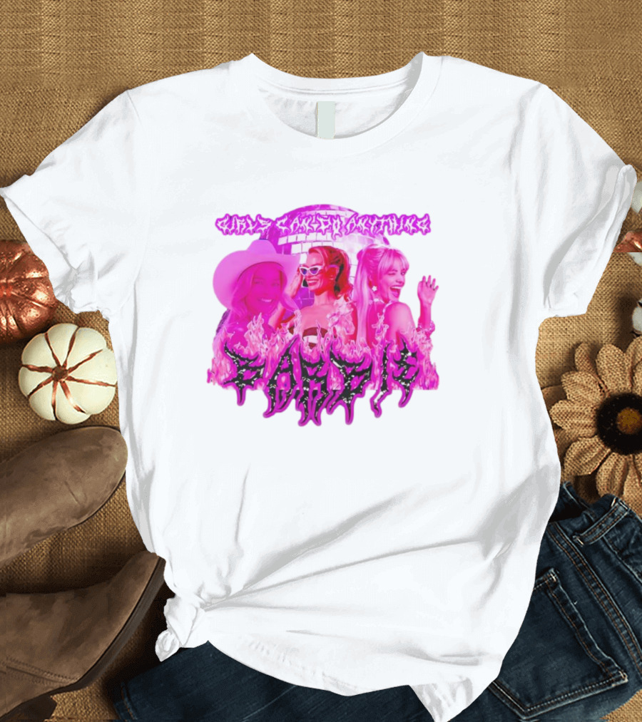 Girls Can Do Anything Barbie Pink Flames T-Shirt