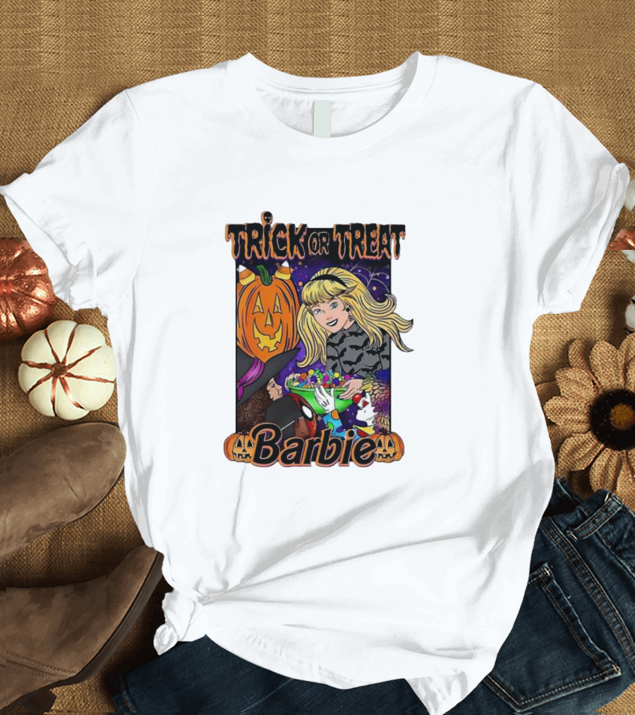 Trick or Treat Barbie Halloween Pumpkin Candy Bowl T-Shirt