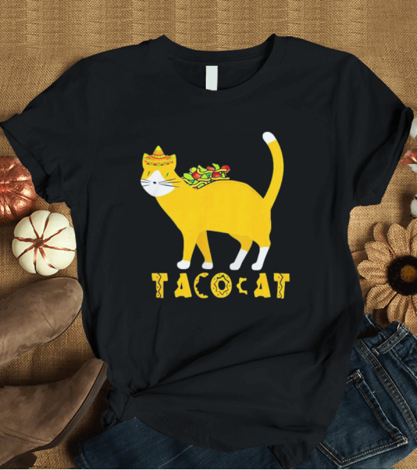 T-Shirt: Tacocat Wearing Sombrero with Taco Filling Back T-Shirt Tacocat Wearing Sombrero with Taco Filling Back T-Shirt