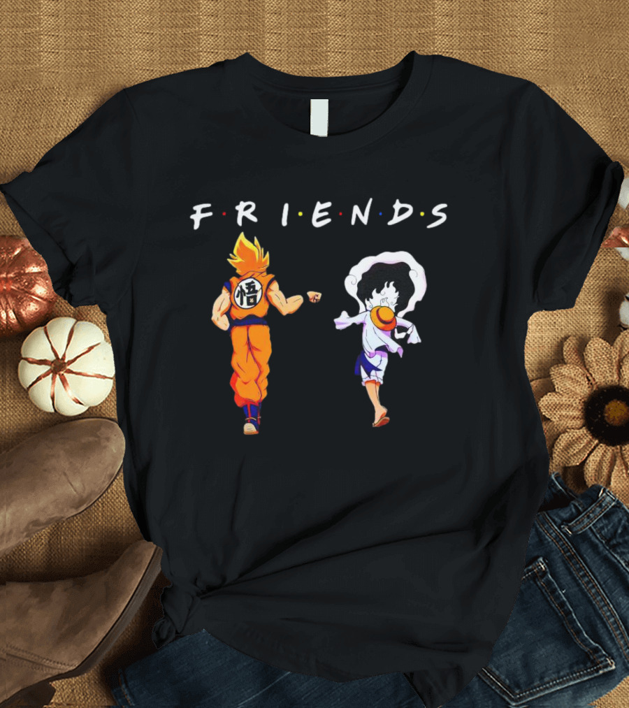 Son Goku and Luffy Friends Walking Together T-Shirt