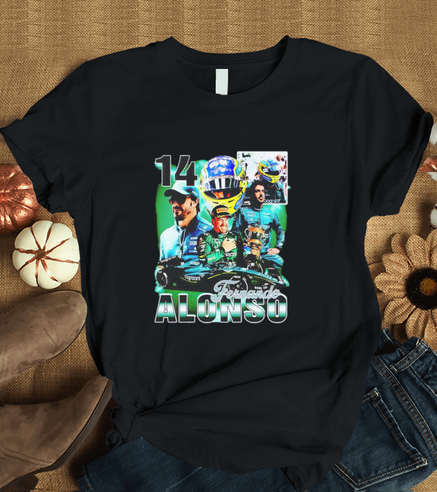 14 Fernando Alonso Racing Collage Formula One Driver T-Shirt