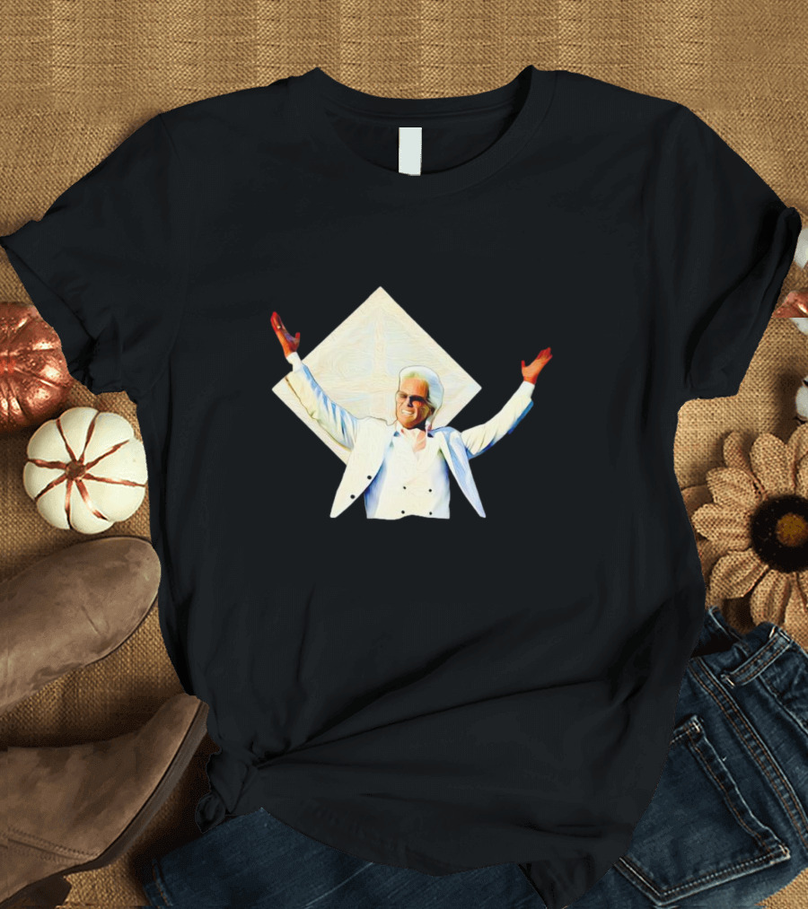 Uncle Baby Billy Raising Hands in White Suit Iconic T-Shirt