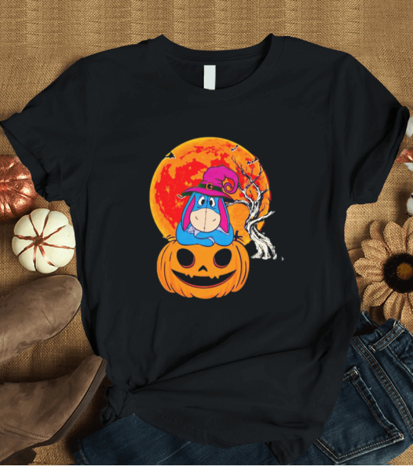 T-Shirt: Eeyore Pumpkin Halloween Moon and Bats T-Shirt Eeyore Pumpkin Halloween Moon and Bats T-Shirt