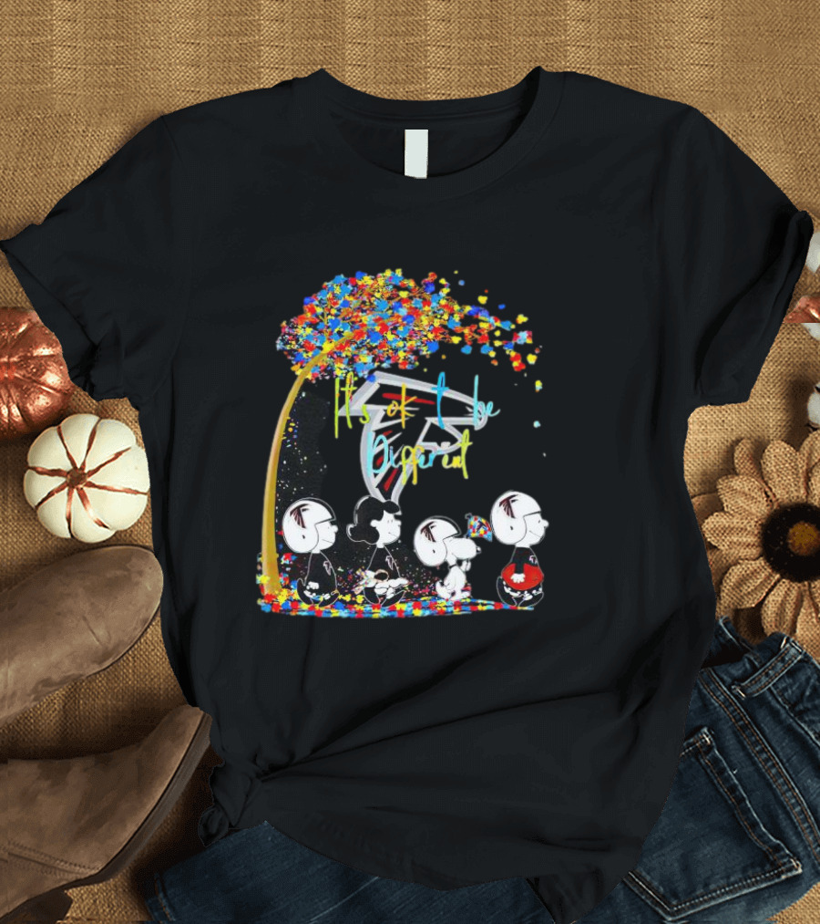 Atlanta Falcons Peanuts Characters Autism Fall It's Ok to Be Different T-Shirt