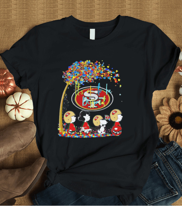 T-Shirt: San Francisco 49ers Peanuts Characters It's OK to Be Different Autism Fall T-Shirt San Francisco 49ers Peanuts Characters It's OK to Be Different Autism Fall T-Shirt