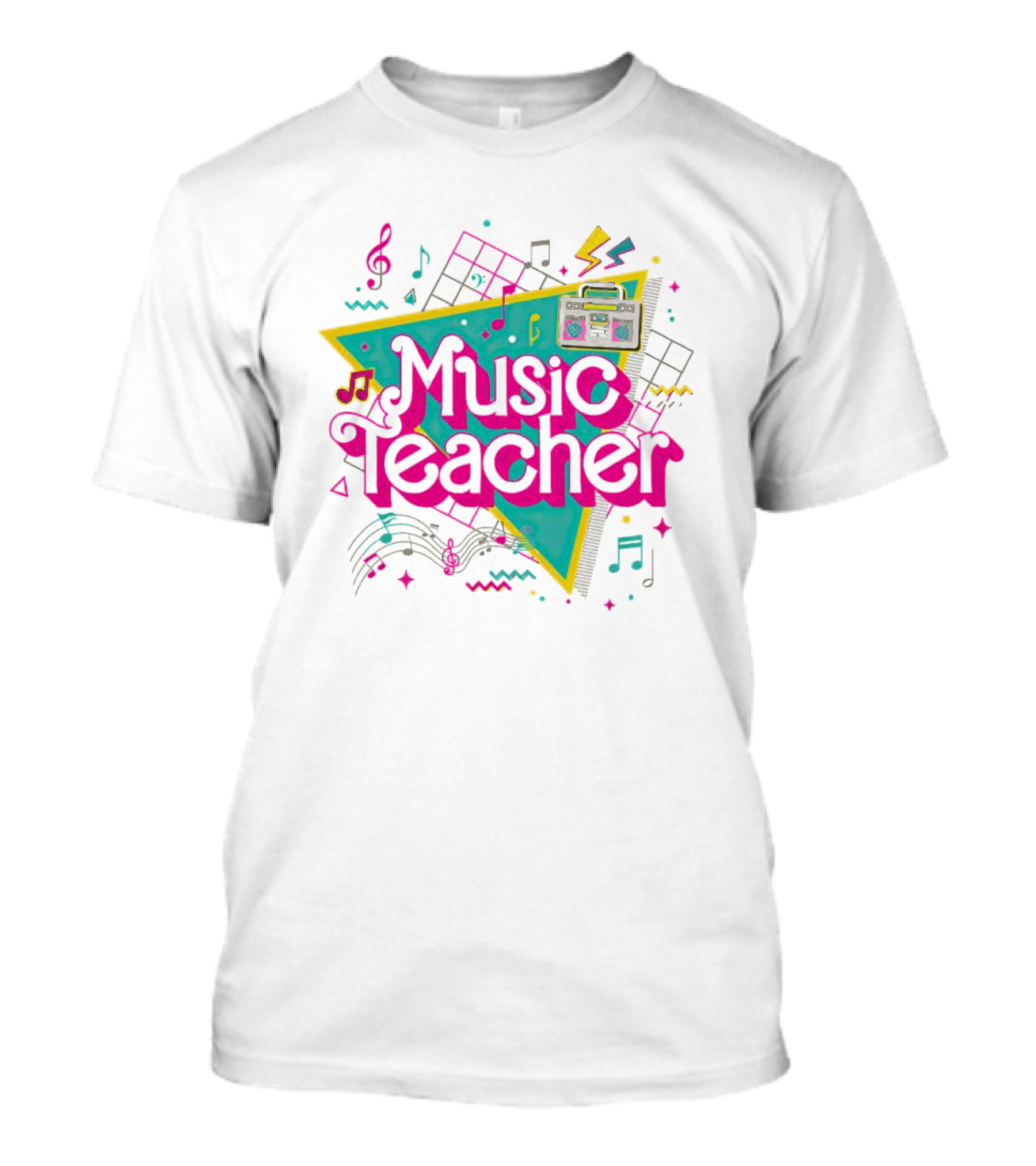 Barbie Music Teacher Retro Triangular Boombox Neon Notes T-Shirt