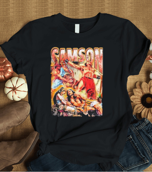 T-Shirt: Samson Biblical Hero Epic Scene Vintage T-Shirt Samson Biblical Hero Epic Scene Vintage T-Shirt