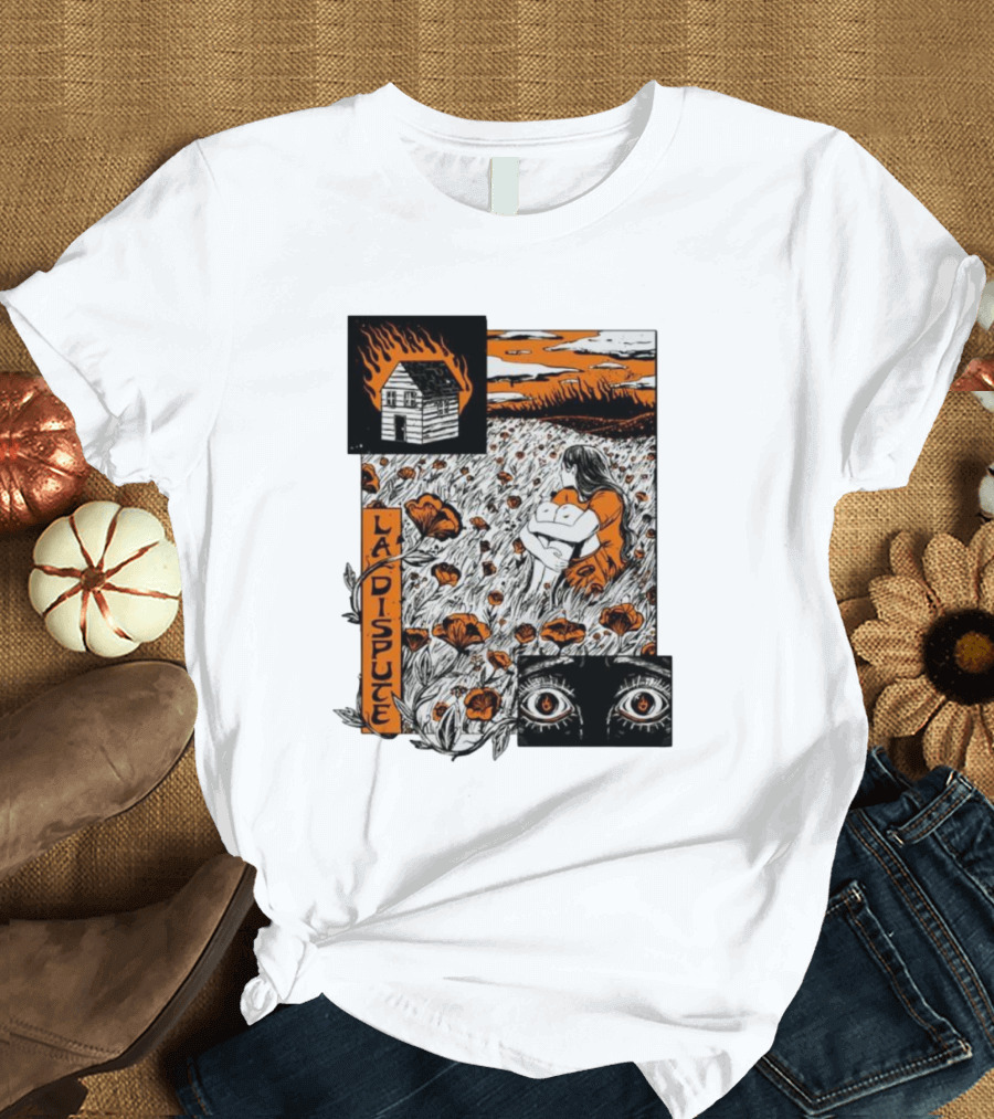 La Dispute Wildfire Burning House and Embrace in Floral Field T-Shirt