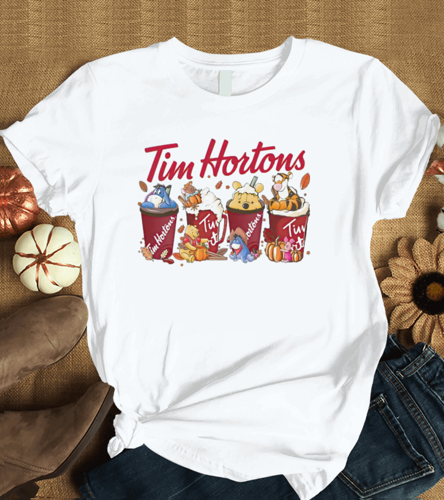 Tim Hortons Disney Characters Autumn Cups T-Shirt