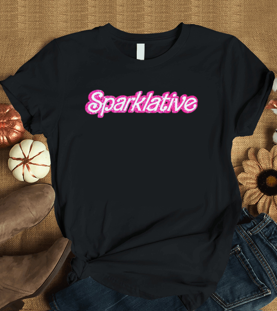 Barbie Sparklative Text in Pink Glitter T-Shirt