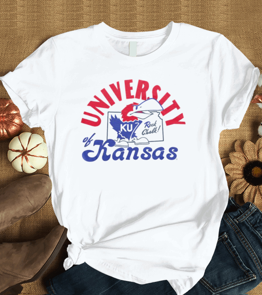 Charlie Hustle KU University of Kansas Rock Chalk Outline T-Shirt