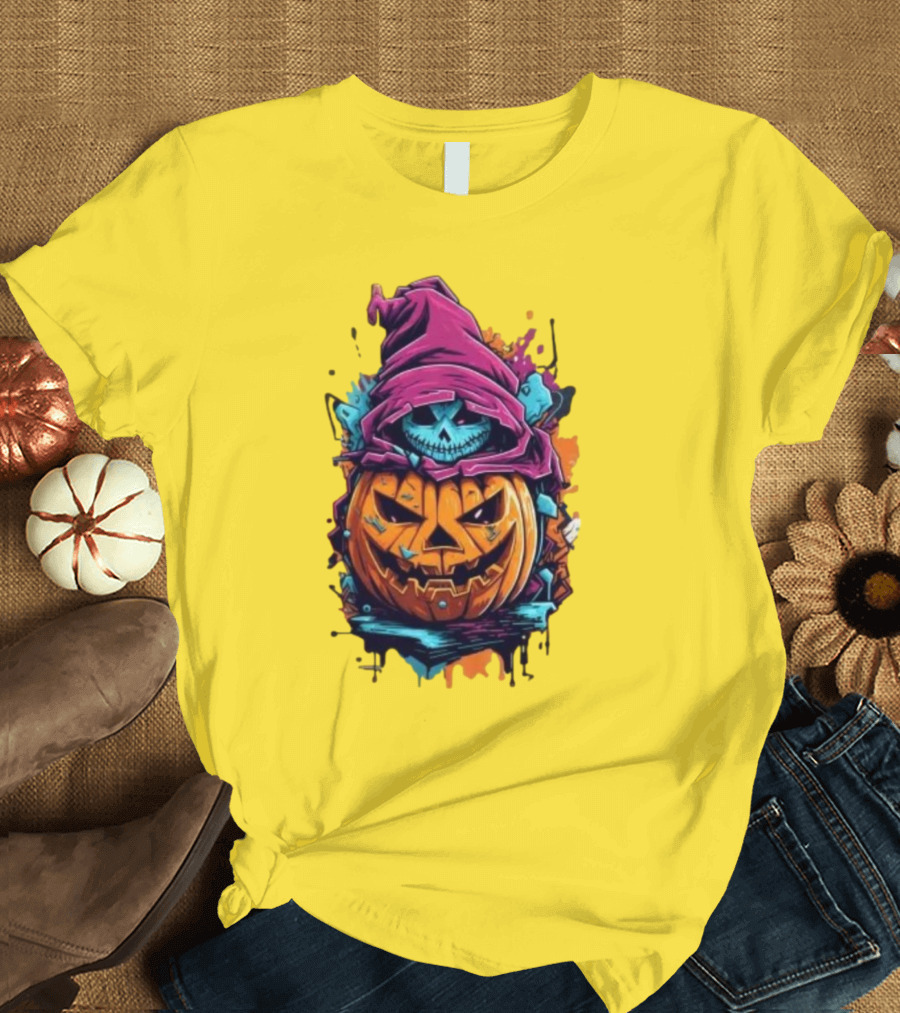 Happy Halloween Pumpkin Punk Skeleton T-Shirt