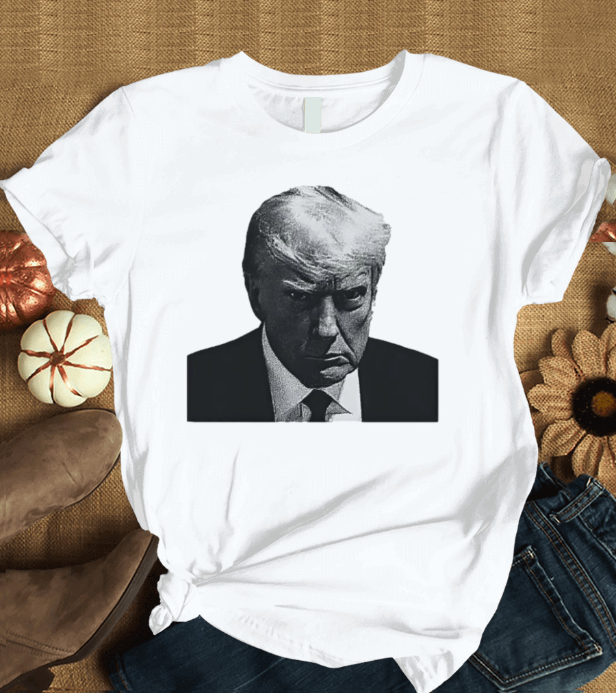 Trump Shot 8 24 23 Mugshot Style Black and White Image T-Shirt