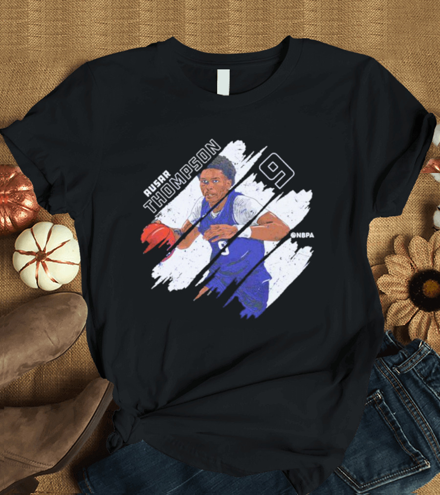 Ausar Thompson 9 Detroit Basketball Stripes NBPA T-Shirt