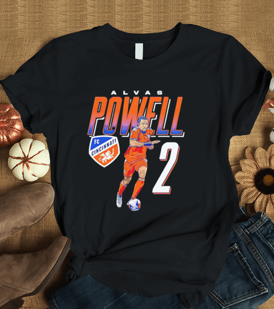 ALVAS POWELL FC Cincinnati Run Soccer Number 2 T-Shirt