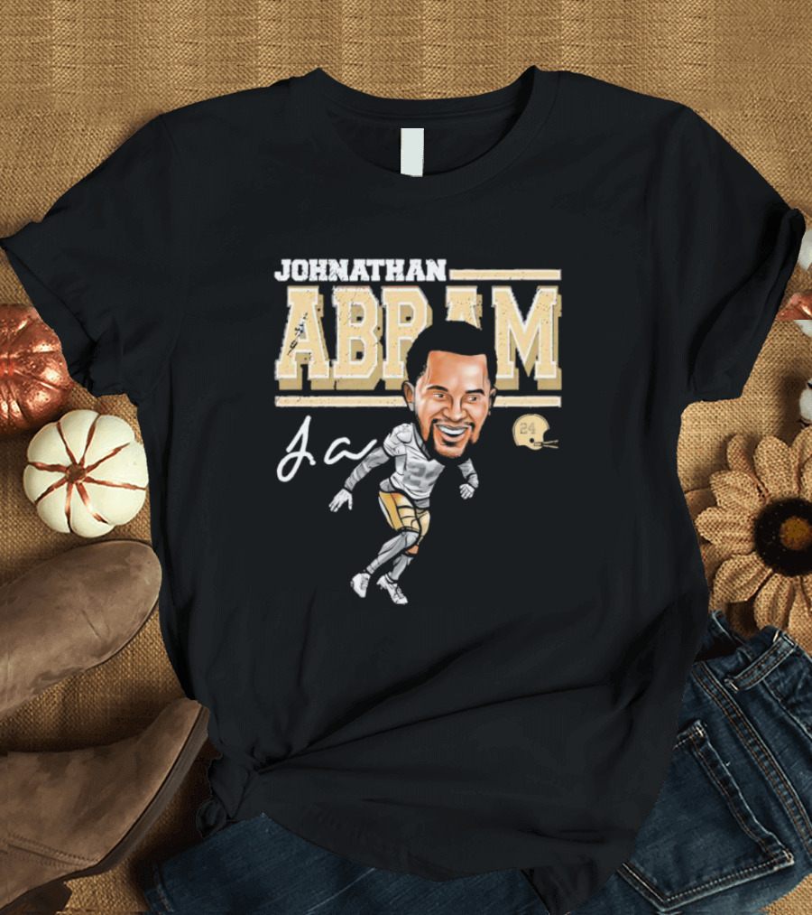 Johnathan Abram Caricature Ja Signature with Football Helmet 24 T-Shirt