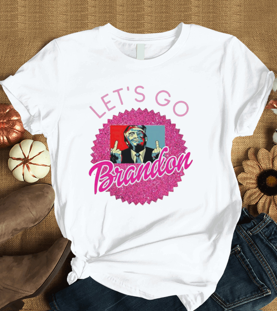 Let's Go Brandon Trump Pop Art Style Pink Glitz T-Shirt