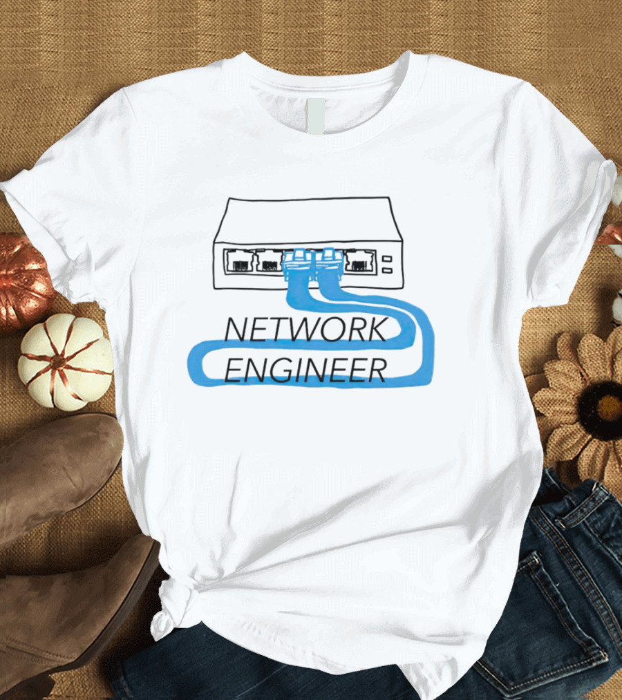 Network Engineer Ethernet Cable Switch Sketch T-Shirt