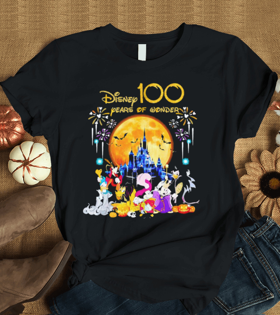 Disney 100 Years of Wonder Halloween Castle and Characters T-Shirt