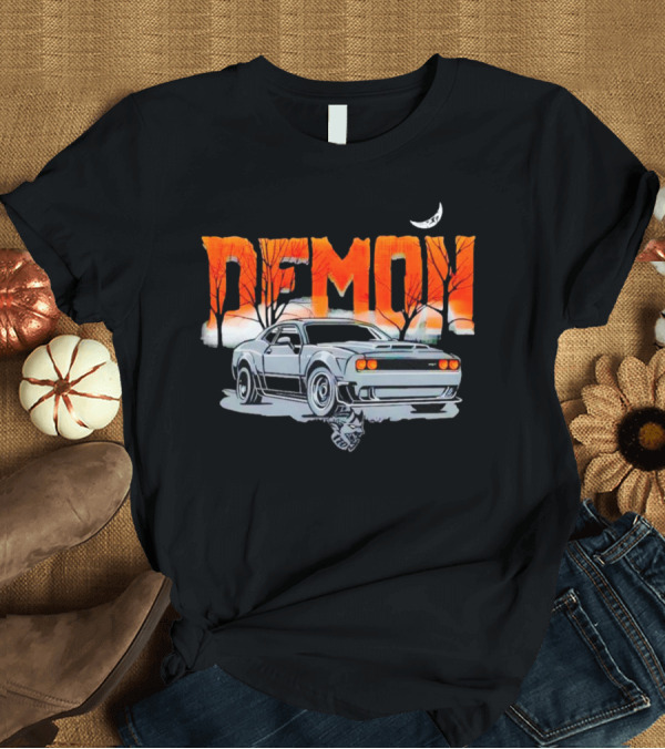 T-Shirt: Demon Dodge Challenger SRT Halloween Moon Scene T-Shirt Demon Dodge Challenger SRT Halloween Moon Scene T-Shirt